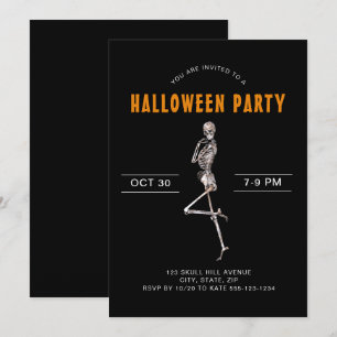 Erwachsene Halloween-Kostüm-Party-Skelett Schwarze Einladung