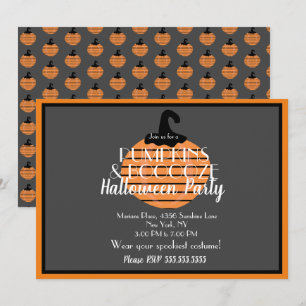 Erwachsene Halloween-Kürbis Orange Grau Party Einladung