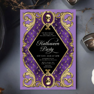 Erwachsene Halloween-Party Gold Verziert Vintage Einladung