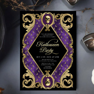 Erwachsene Halloween-Party Gold Verziert Vintage Folieneinladung