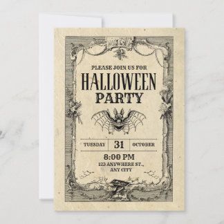 Erwachsene Halloween-Party Vintag Gothic Bat Einladung