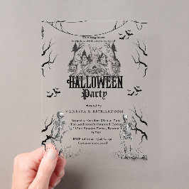 Erwachsene Halloween-Party Vintage-Gothic-Skelett Acryleinladungen