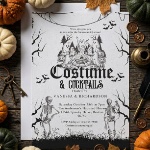 Erwachsene Halloween-Party Vintage-Gothic-Skelett Einladung