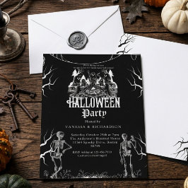 Erwachsene Halloween-Party Vintage-Gothic-Skelett Einladung