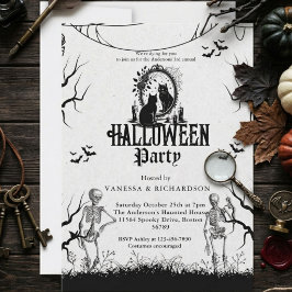 Erwachsene Halloween-Party Vintage-Gothic-Skelett Einladung