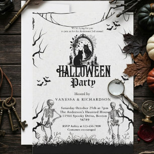 Erwachsene Halloween-Party Vintage-Gothic-Skelett Einladung