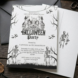 Erwachsene Halloween-Party Vintage-Gothic-Skelett Einladung