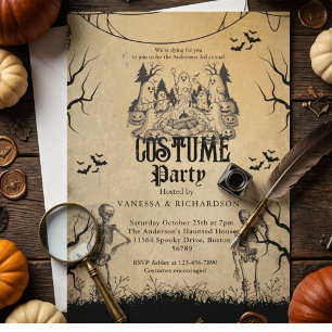 Erwachsene Halloween-Party Vintage-Gothic-Skelett Einladung