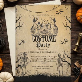 Erwachsene Halloween-Party Vintage-Gothic-Skelett Einladung