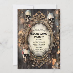 Erwachsene Halloween-Party Vintage-Gotik-Einladung Feiertagskarte
