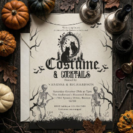 Erwachsene Halloween-Party Vintage-Gotischer-Skele Einladung