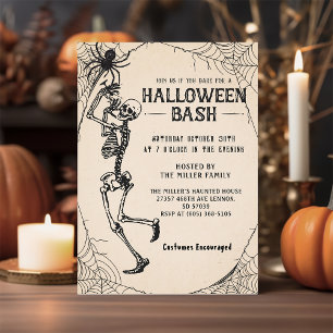 Erwachsene Halloween-Party Vintage-Skelett-Cocktai Einladung
