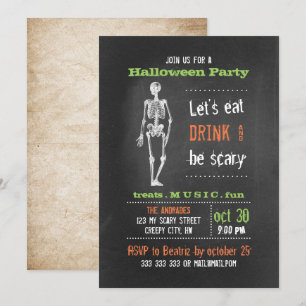Erwachsene Halloween-Party Vintage-Skelett Tafel Einladung