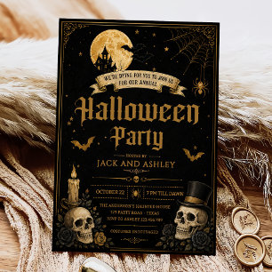 Erwachsene Halloween-Party Vintage-Totenkopf Einladung