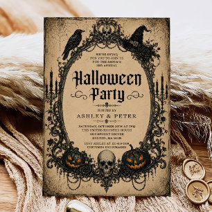 Erwachsene Halloween-Party Vintage-Totenkopf Einladung