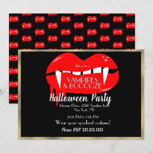 Erwachsene Halloween-Vampir-Party Rot Schwarz und  Einladung