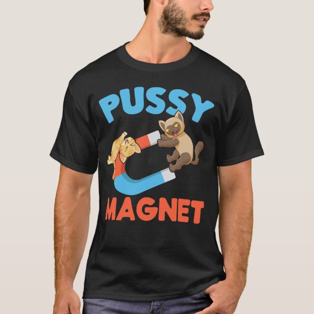 Erwachsene Humor Men Frauen Katzenmagnet T-Shirt (Vorderseite)