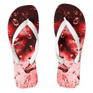 Erwachsene Männer/Frauen, breiter Streifen, rote R Flip Flops