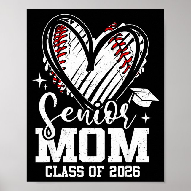 Erwachsene Mutter Abschlussklasse 2026 Baseball-Ab Poster (Vorne)