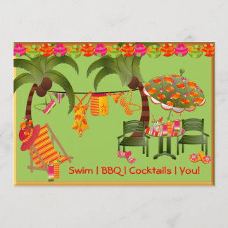 Erwachsene Pool Party GRILLEN Cocktails Einladung