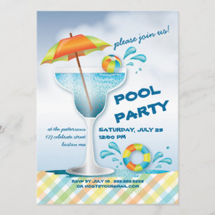 Erwachsene Pool-Party-Sommer-Cocktail-Einladung Einladung