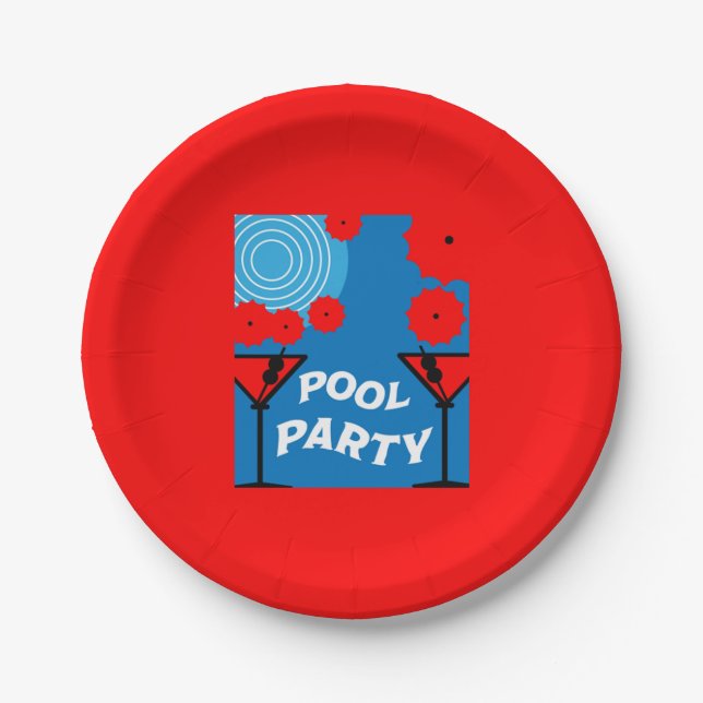 Erwachsene Pool-Partys Pappteller (Vorderseite)
