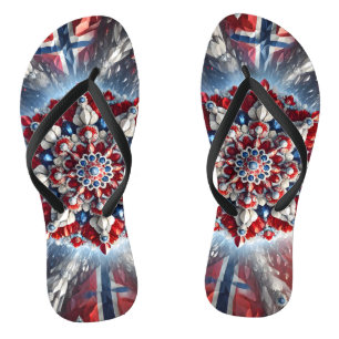 Erwachsene Schlackenbänder mit norwegischen Farben Flip Flops