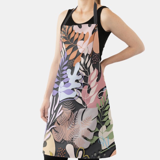 Erwachsene Schürze: Abstrakte Blätter (grau) Schürze (InSitu)