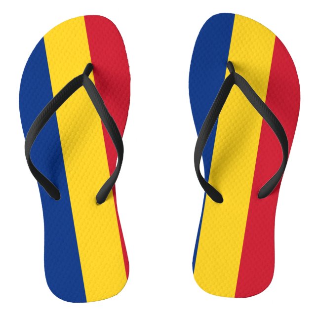 Erwachsene Slim-Gurte mit Flagge Rumäniens Flip Flops (Fußbett)