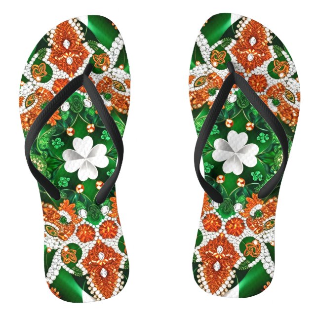 Erwachsene Slim-Gurte mit irischen Farben Flip Flops (Fußbett)