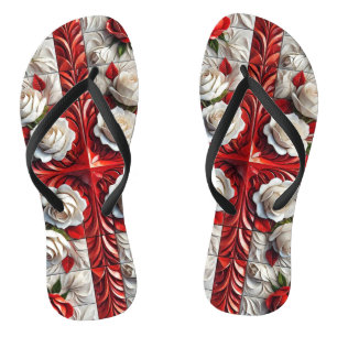 Erwachsene Slim Straps mit englischen Rose Flip Flops