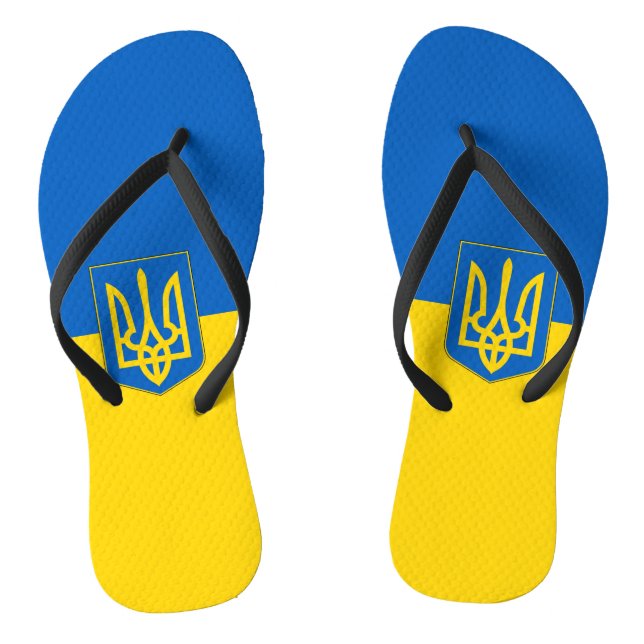 Erwachsene Slim-Straps mit Flagge der Ukraine Flip Flops (Fußbett)