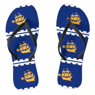 Erwachsene Slim Straps mit Flagge von Quebec City Flip Flops
