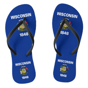 Erwachsene Slim-Straps mit Flagge von Wisconsin, U Flip Flops
