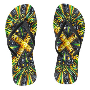 Erwachsene Slim-Straps mit jamaikanischen Farben Flip Flops