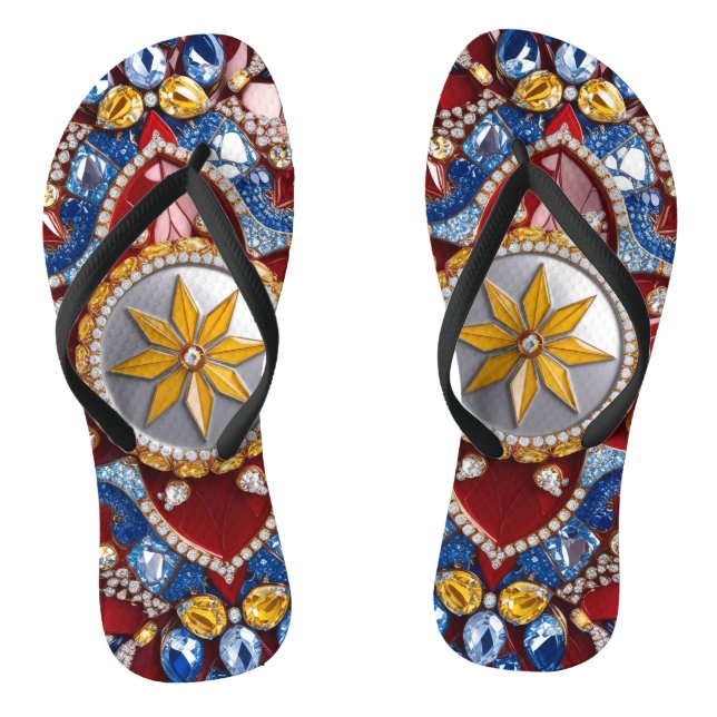 Erwachsene Slim Straps mit kolumbianischen Farben Flip Flops (Fußbett)