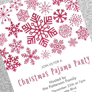 Erwachsene Slumber Party Einladung Glitzer Snowfla