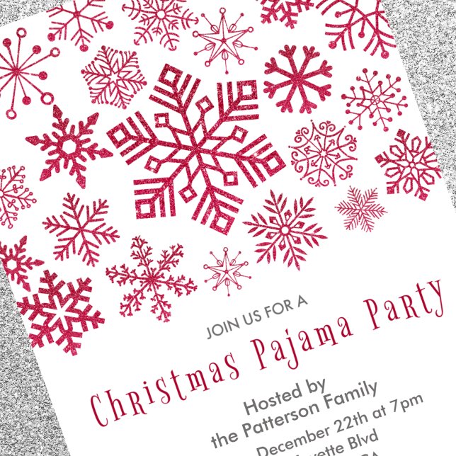 Erwachsene Slumber Party Einladung Glitzer Snowfla (Von Creator hochgeladen)