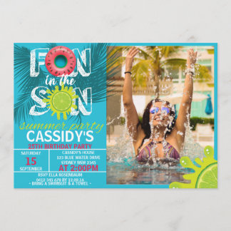 Erwachsene Spaß Sonne Sommer Foto Geburtstag Einladung