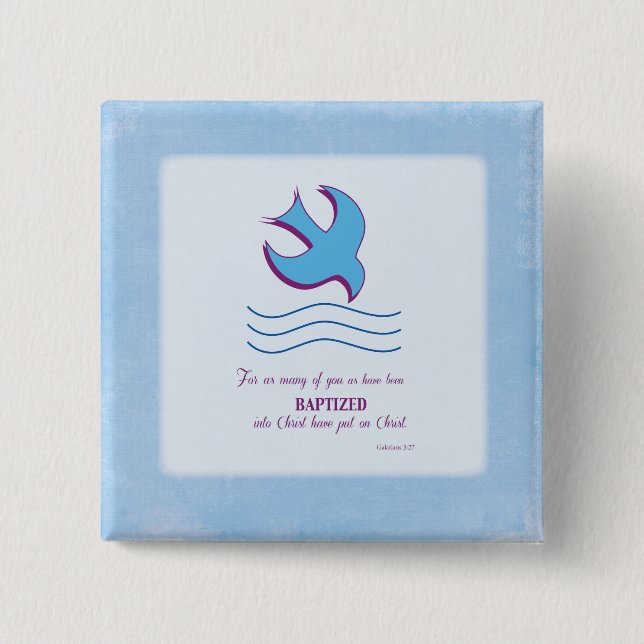 Erwachsene Taufe Taube auf blau Button (Vorderseite)