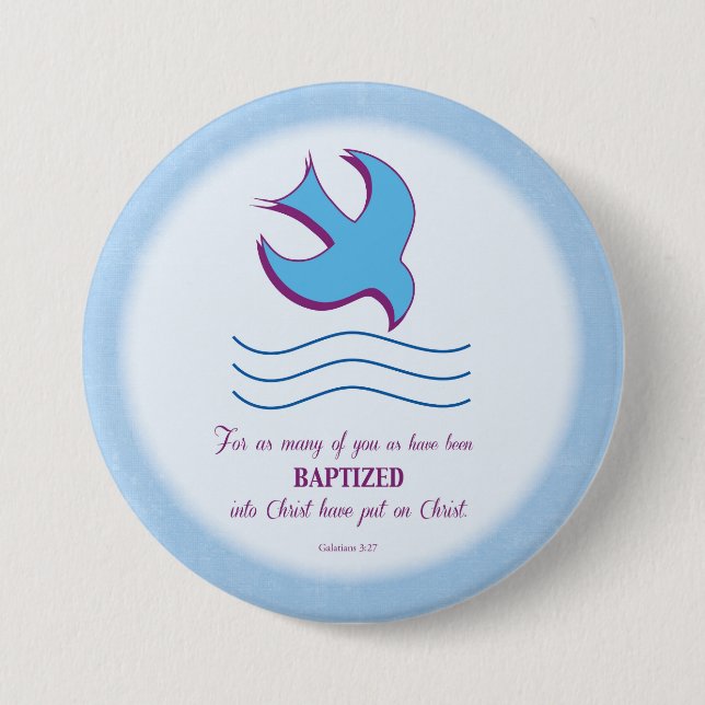 Erwachsene Taufe Taube auf blau Button (Vorderseite)