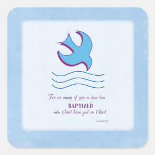 Erwachsene Taufe Taube auf blau Quadratischer Aufkleber