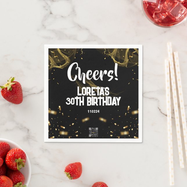 Erwachsene Überraschung Geburtstag Napkin Black Serviette (Beispiel)