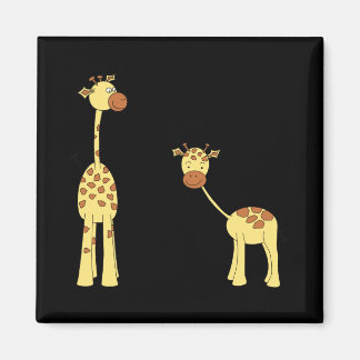 Erwachsene und Baby Giraffe. Cartoon Magnet