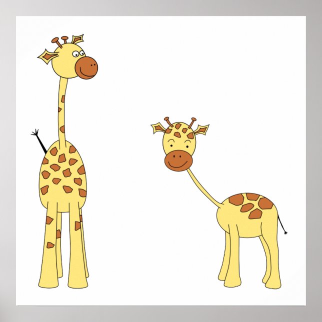 Erwachsene und Baby Giraffe. Cartoon Poster (Vorne)