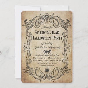 Erwachsene Vintage Gothic Schädel Halloween Party Einladung
