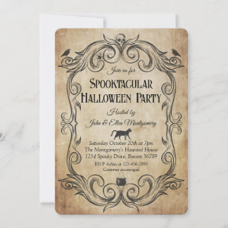 Erwachsene Vintage Gothic Schädel Halloween Party Einladung