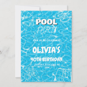 Erwachsenen-Poolparty-Sommer-Geburtstagseinladung Einladung