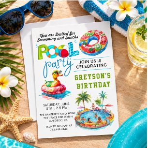 Erwachsenen-Poolparty-Sommer-Strand-Geburtstag Einladung