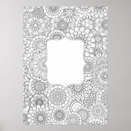 Erwachsenenfarben-Blume DIY-Poster (groß 20x28") Poster